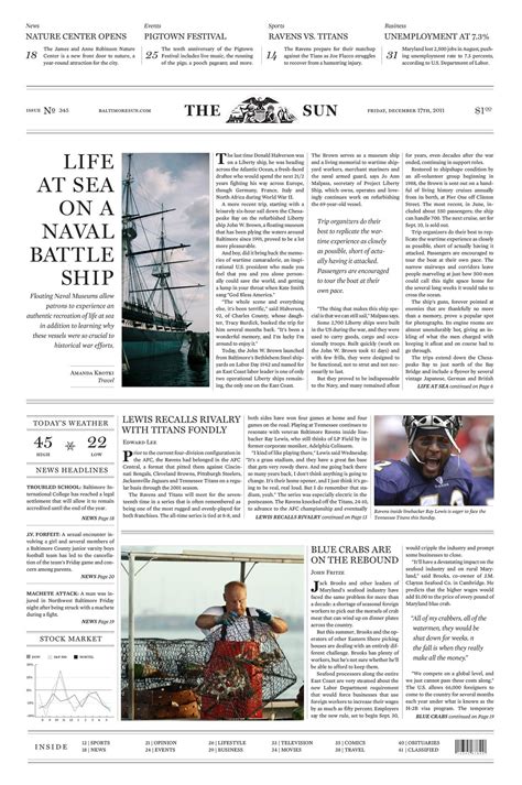 baltimore sun front page today